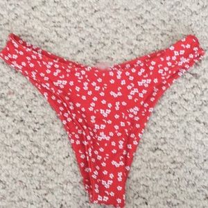 ROMWE Red floral high rise bikini bottoms